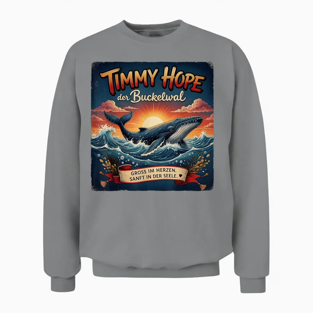 Timmy Hope Buckelwal Wal Meer Ozean Natur Design Unisex Sweatshirt in Sport Grey