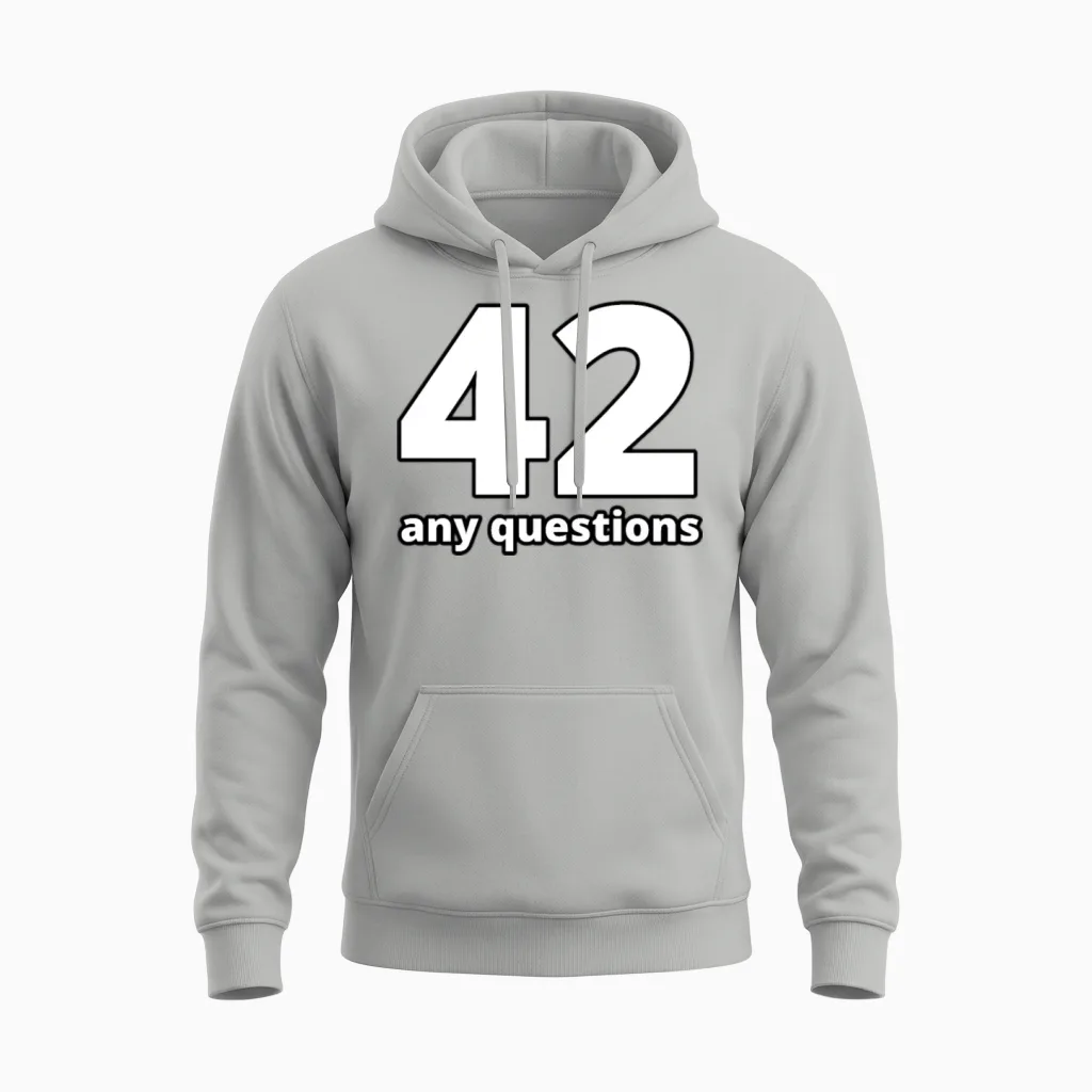 42 Any Questions Unisex Hoodie in Ash