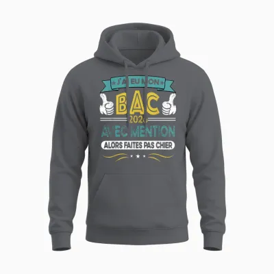 Baccalauréat 2026 Mention Cadeau Félicitation Bac Humour Unisex Hoodie - Charcoal