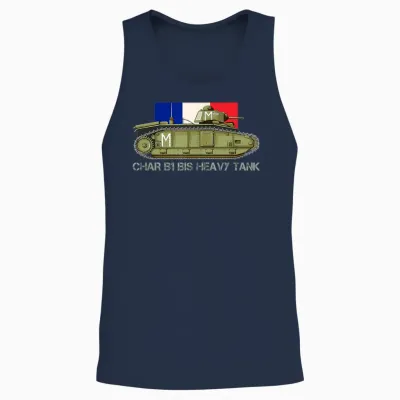 Flag Tank B1 to French Heavy Tank Ww2 Tanks T-Shirt, Black, S Unisex Tank Top - Navy