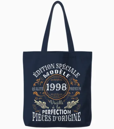 Birthday 26 Years Man Woman Humour 1998 T-Shirt, Black, S Tote Bags - Navy