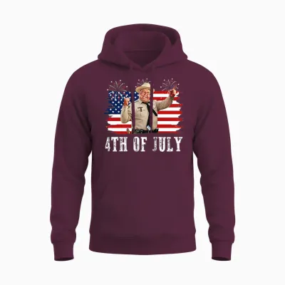 2 Sides Happy 4th of July to All You Sumbitches Patriotic Unisex Hoodie - Maroon