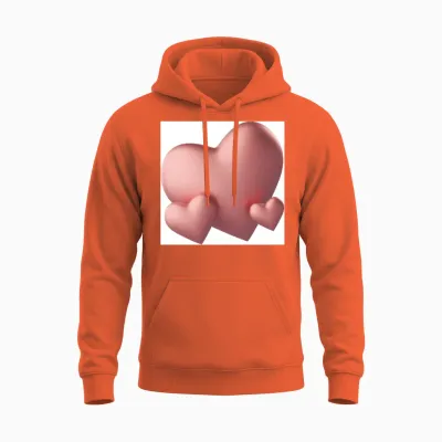 Heart Design Unisex Hoodie - Orange