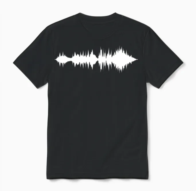 Waves Amplitude Rash Curve Diagram Music Unisex T-Shirt in Black