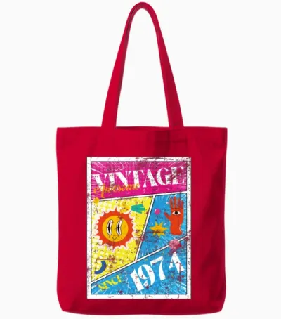 Vintage 1974 50th Birthday Tote Bags - Red