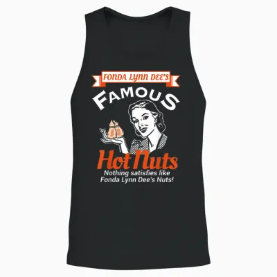 Fonda Lynn Dees Nuts Satisfies Funny Adult Humor Short Sleeve Unisex Tank Top - Black