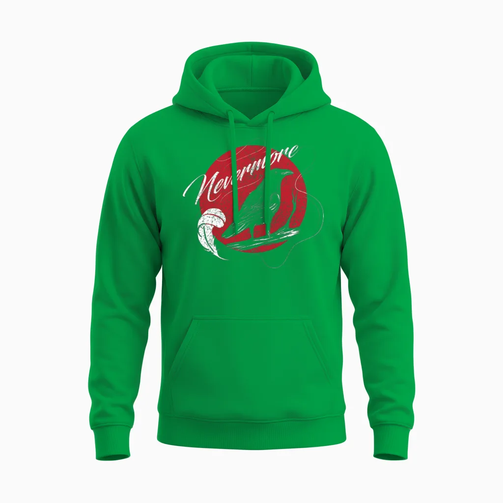 Nevermore Funny Literature Unisex Hoodie in Irish Green