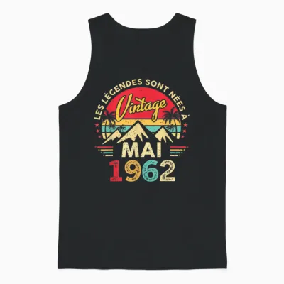 Vintage Mai 1962 Cadeau Anniversaire 64 Ans Hommes Femmes Unisex Tank Top - Black