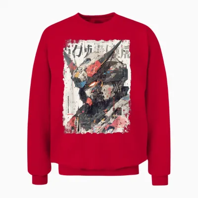 Hip Hop Y2k Vintage Hipster Edgy Urban Streetwear Roboter Unisex Sweatshirt - Red