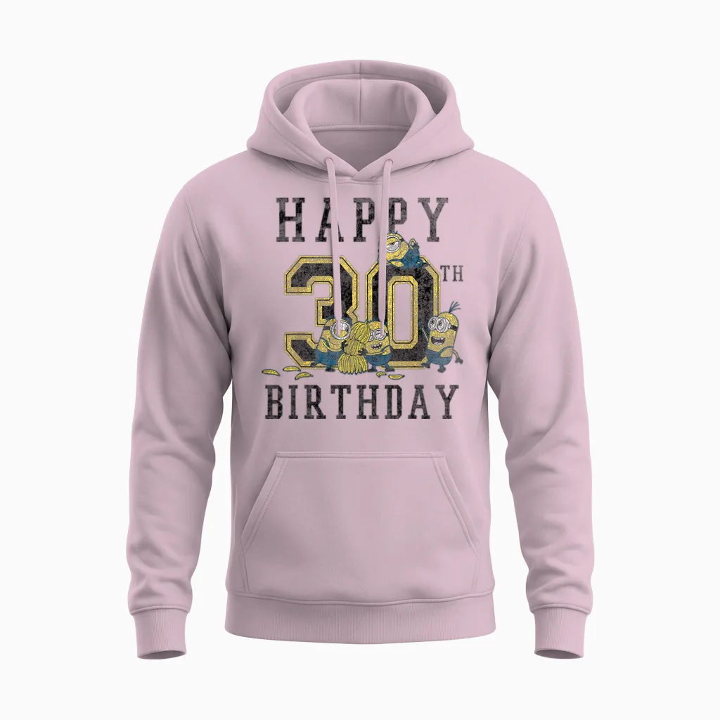 Despicable Me Minions Happy 30th Birthday T-Shirt, Black, S Unisex Hoodie in Light Pink