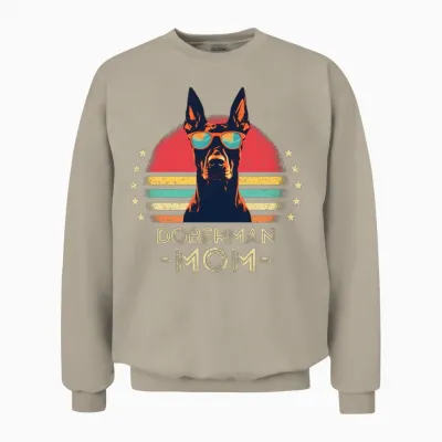 Doberman with Sunglasses Retro Unisex Sweatshirt - Sand