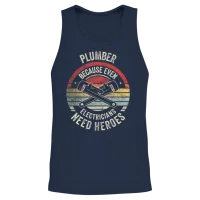 Plumber Because Even Electricians Need Heroes Unisex Tank Top - Navy – 2