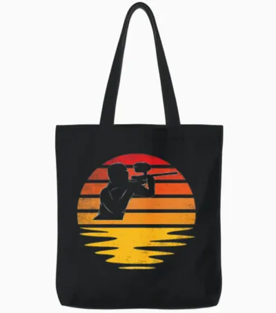 Paintball Retro Tote Bags - Black