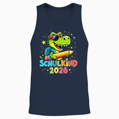 Schulkind 2026 Dino T-Rex Cool Einschulung Erste Klasse Unisex Tank Top - Navy
