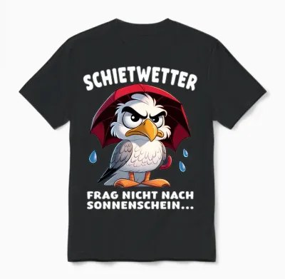 Möwe Norden Meer Strand Küste Lustig Spruch Schietwetter Langarmshirt Unisex T-Shirt - Black