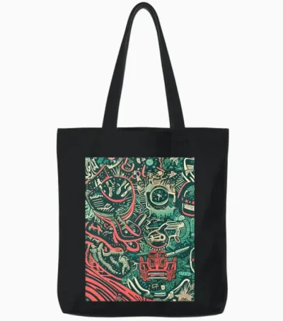 60s Retro Style Tote Bags - Black