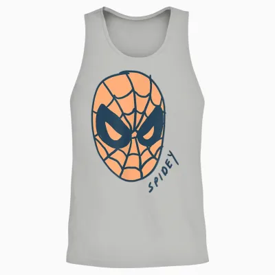 Amazon Essentials Men's Marvel Spider-Man Spidey Mask T-Shirt, White, Small Unisex Tank Top - Ash
