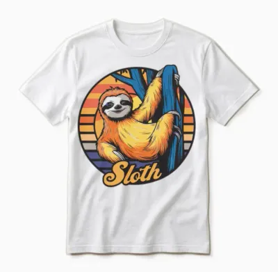 Funny Sloth Retro Vintage Unisex T-Shirt - White