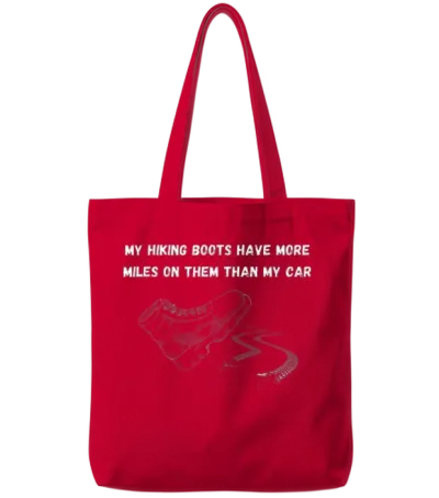 Funny Hiking More Miles Tote Bags - Red