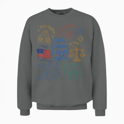 Stars Stripes & Equal Right Doodle Usa Political Liberal Unisex Sweatshirt - Graphite Heather