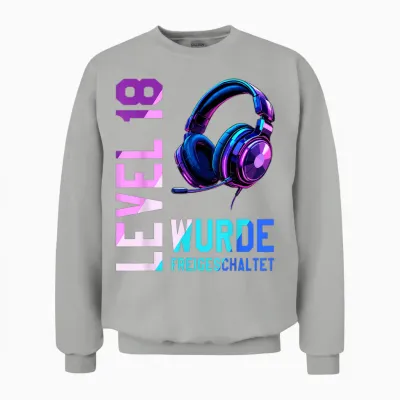 18. Geburtstag Junge Mädchen Gamer Level 18 Jahre Unisex Sweatshirt - Ash