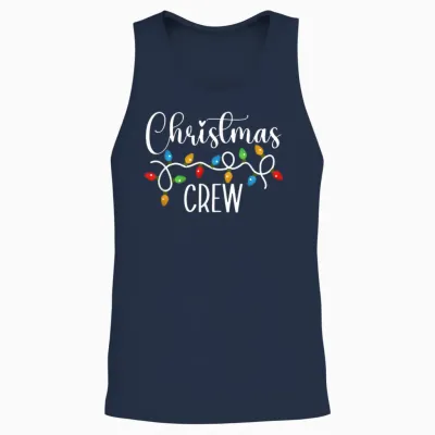 Christmas Crew Xmas Lights Family Matching Pajamas Holiday Unisex Tank Top - Navy