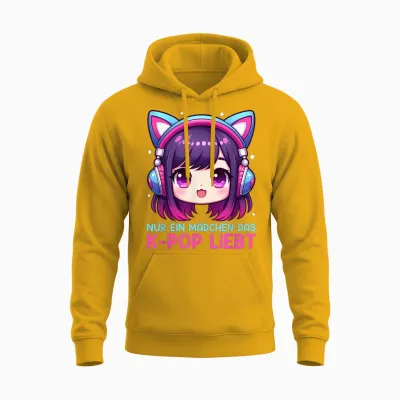 Nur Ein Mädchen Das K-Pop Liebt Korean Fan Merchandise Kpop T-Shirt, Black, S Unisex Hoodie - Gold
