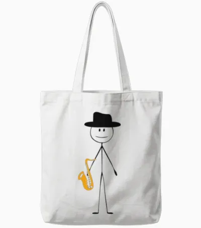 Saxophone Saxophone Guy Tote Bags - White