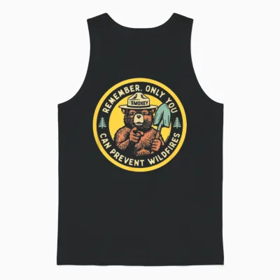 Remember Only You Can Prevent Wildfires Pointing Smokey Bear Unisex Tank Top - Black