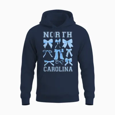 North Carolina Blue Coquette Bow Varsity Women Toddler Girls Unisex Hoodie - Navy