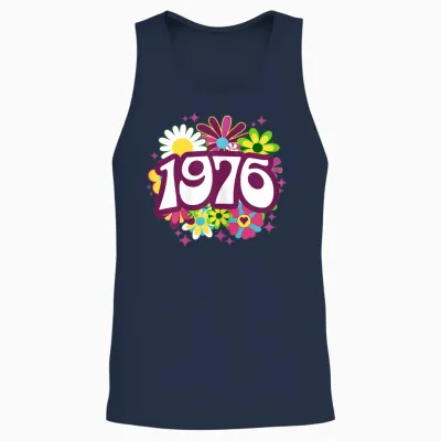 Retro Hippi Célébration 50 Ans Femme Anniversaire 1976 Unisex Tank Top - Navy
