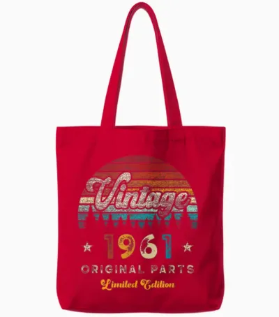 Vintage 1961 Birthday 65 Years Old Limited Edition Tote Bags - Red
