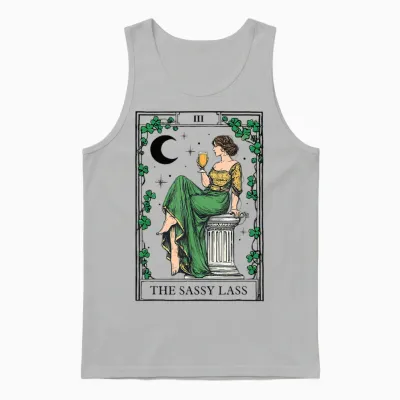 The Sassy Lass St Patrick’s Day Irish Tarot Card Unisex Tank Top - Ash