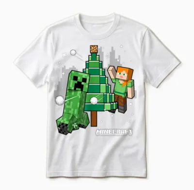 Minecraft Christmas Tree Snowball Fight with Alex Unisex T-Shirt - White