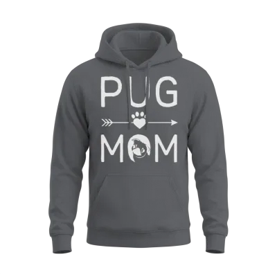 Pug Mom Shirt Funny Pug Dog Lovers Mothers Unisex Hoodie - Charcoal