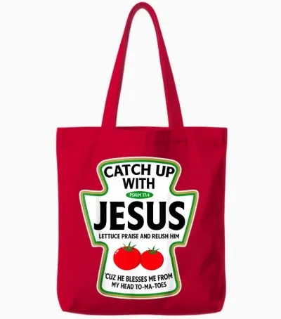 Catch Up with Jesus Tote Bags - Red