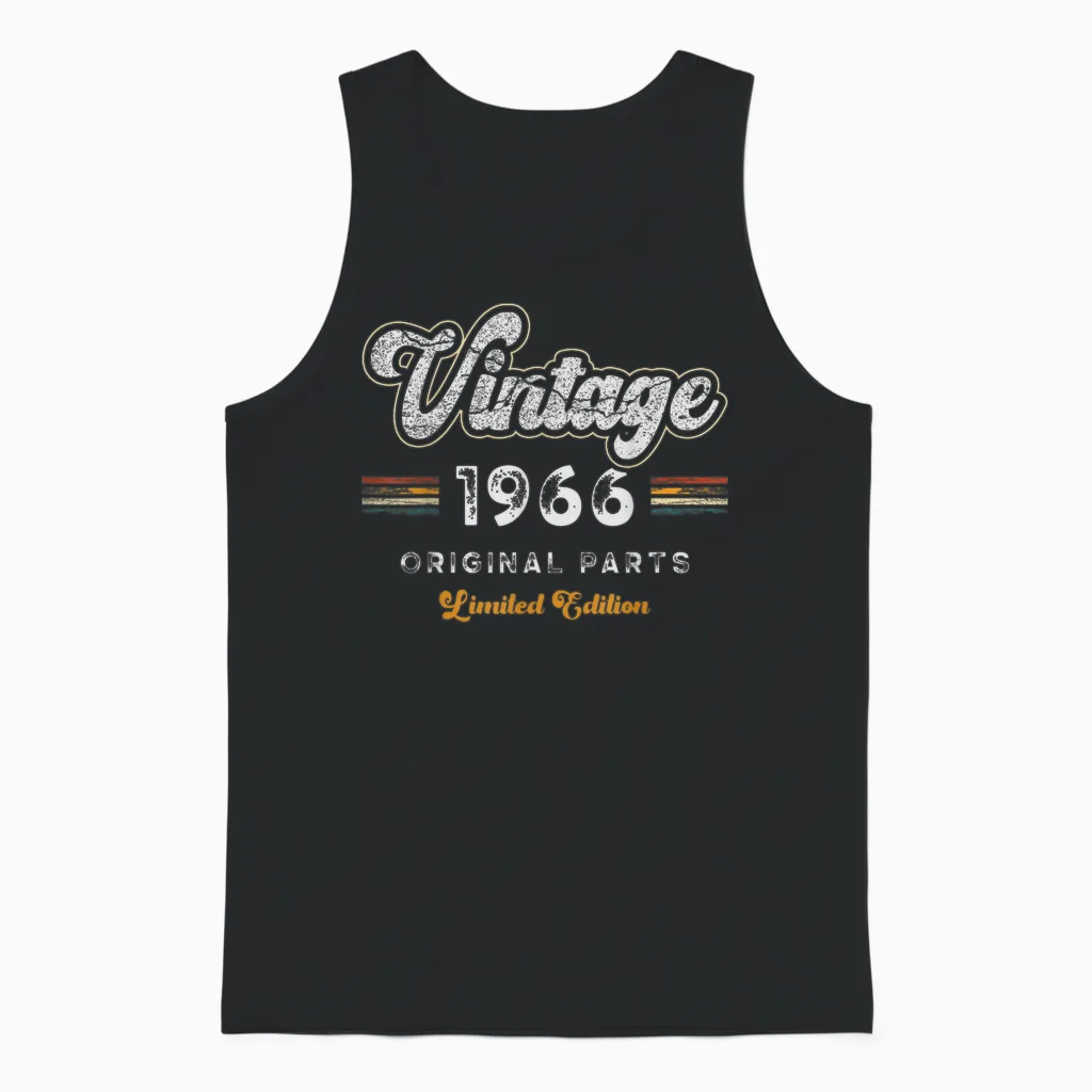 Vintage 1966 Original Parts 59th Birthday Unisex Tank Top in Black