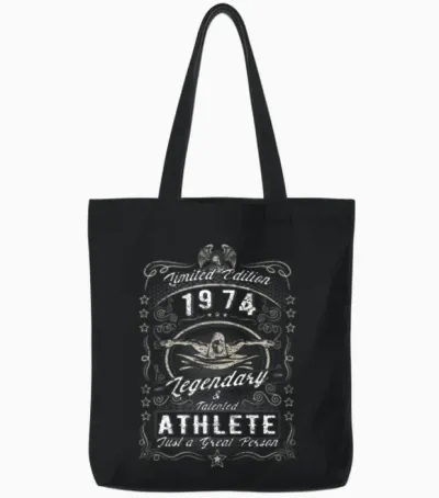 Vintage 1974 Swimmer Birthday Gift Sport Hobby Tote Bags - Black