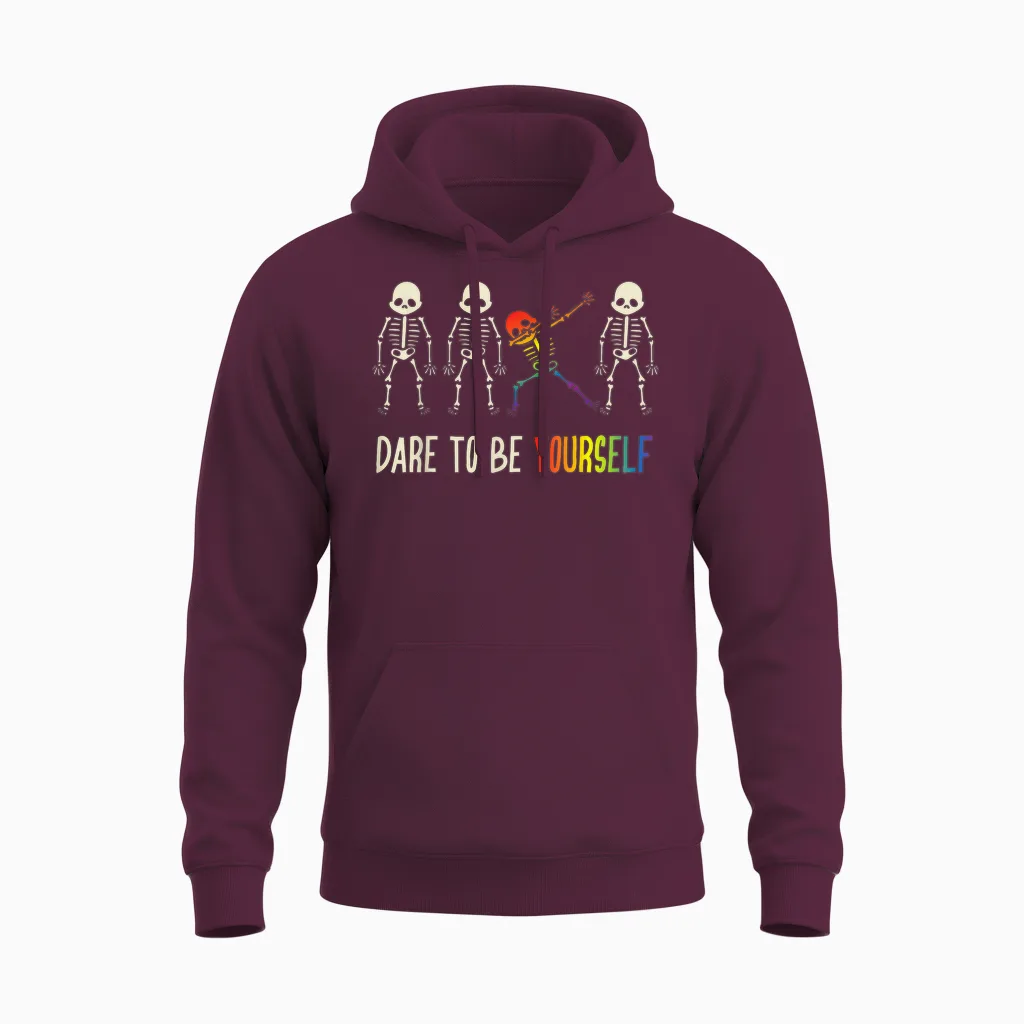 Dare to Be Yourself Shirt | Cute Lgbt Pride T-Shirt Gift Unisex Hoodie in Maroon