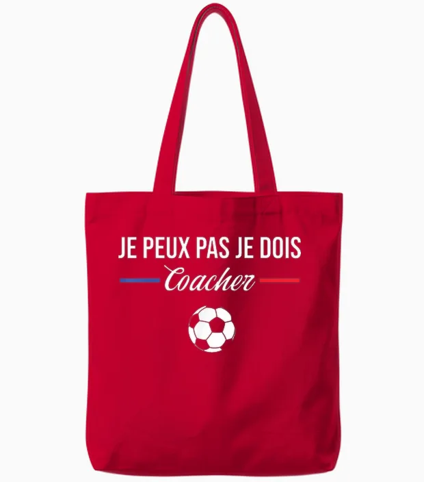 Je Peux Pas Je Dois Coach Football Coach Tote Bags in Red