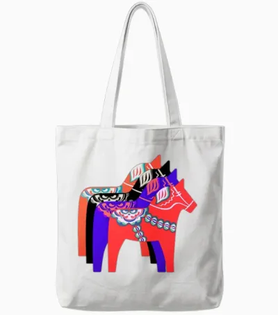 Dalarna Horse Tote Bags - White