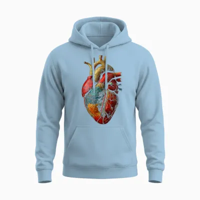 Herz Anatomisch Grafik Kunstwerk Herz Unisex Hoodie - Light Blue