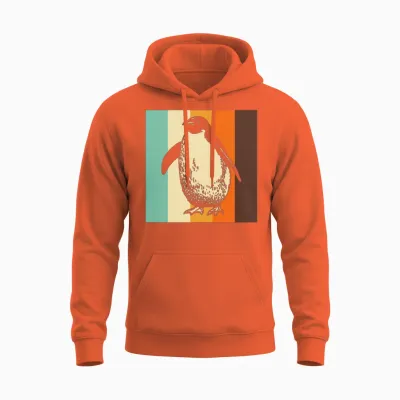 Retro Penguin Unisex Hoodie - Orange
