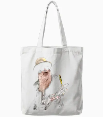 Billy F Gibbons Zz Top Live Vi T-Shirt, Black, S Tote Bags - White
