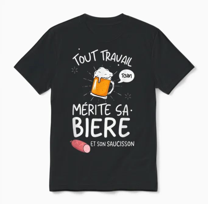 Idée Cadeau Drôle Apéro Bière Saucisson Pour Homme Unisex T-Shirt in Black