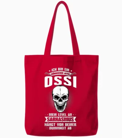 Ossi & Ostdeutschland Geschenk Unisex T-Shirt Schwarz Classic Half Sleeve Crew Neck T-Shirt Klein S Tote Bags - Red