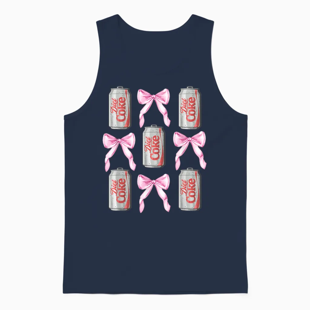 Coca-Cola Diet Coke & Pink Bows Collage Logo Vintage Unisex Tank Top in Navy
