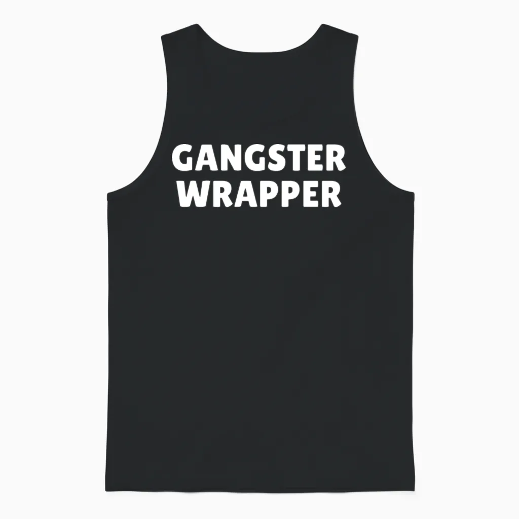 Gangster Wrapper Funny Christmas, Funny Christmas Unisex Tank Top in Black