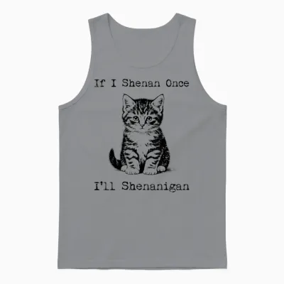 St Patricks Day Cat if I Shenan Once Saint Pattys Men Women Unisex Tank Top - Sport Grey