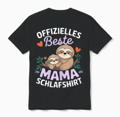 Offizielles Beste Mama Schlaf Schlafanzug Faultier Mutti Unisex T-Shirt - Black